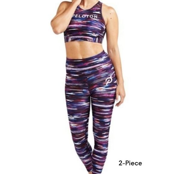 New! Peloton x WITH 2 Piece Melody Space Dye Sports Bra High Waist Leggings Set - Picture 1 of 16